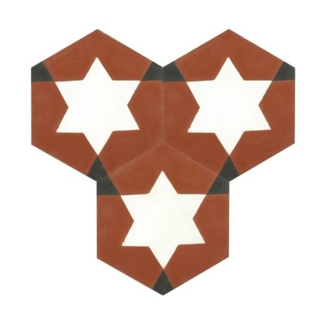 Carreaux hexagonal étoile rouge